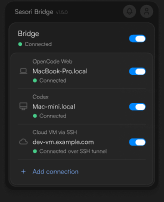 Sesori Bridge running on a local computer