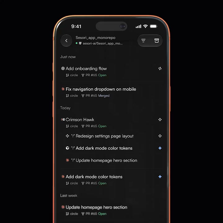 Sesori mobile coding session preview